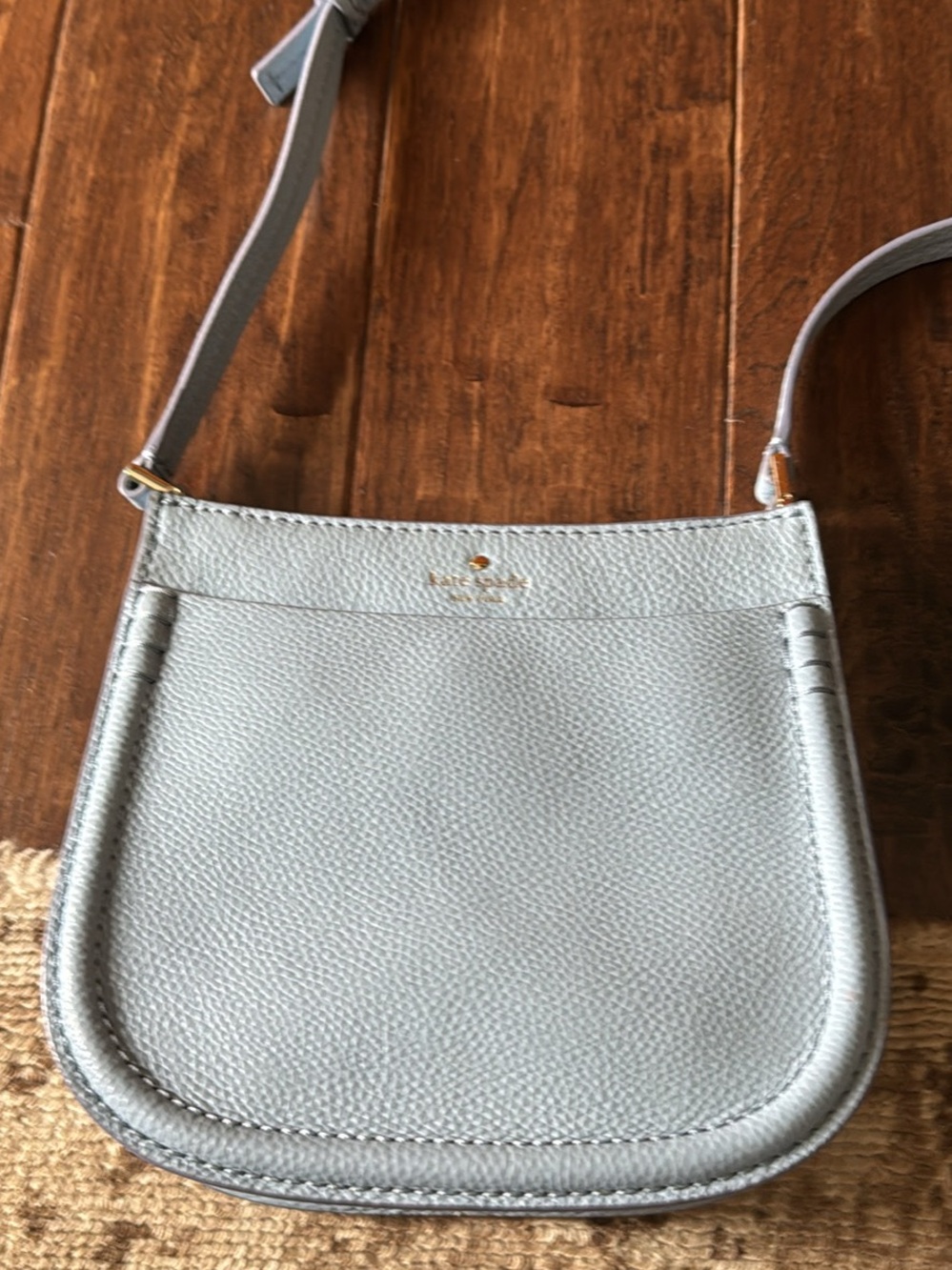 kate spade light blue pebbled leather crossbody bag